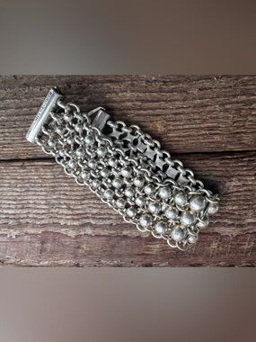 Kenneth Cole New York Silver Multi-Strand Beaded Chain Bracelet